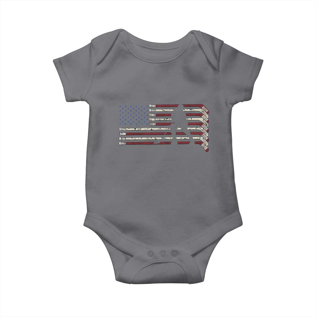 Patriotic Ice Hockey Sticks American Flag Baby Onesie
