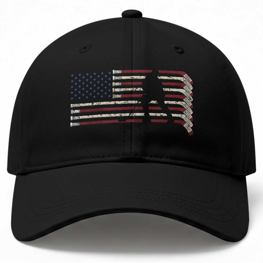 Patriotic Ice Hockey Sticks American Flag Baseball Cap