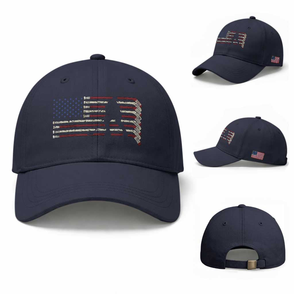 Patriotic Ice Hockey Sticks American Flag Baseball Cap