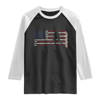 Patriotic Ice Hockey Sticks American Flag Raglan Shirt