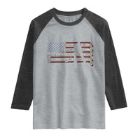Patriotic Ice Hockey Sticks American Flag Raglan Shirt