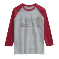 Patriotic Ice Hockey Sticks American Flag Raglan Shirt