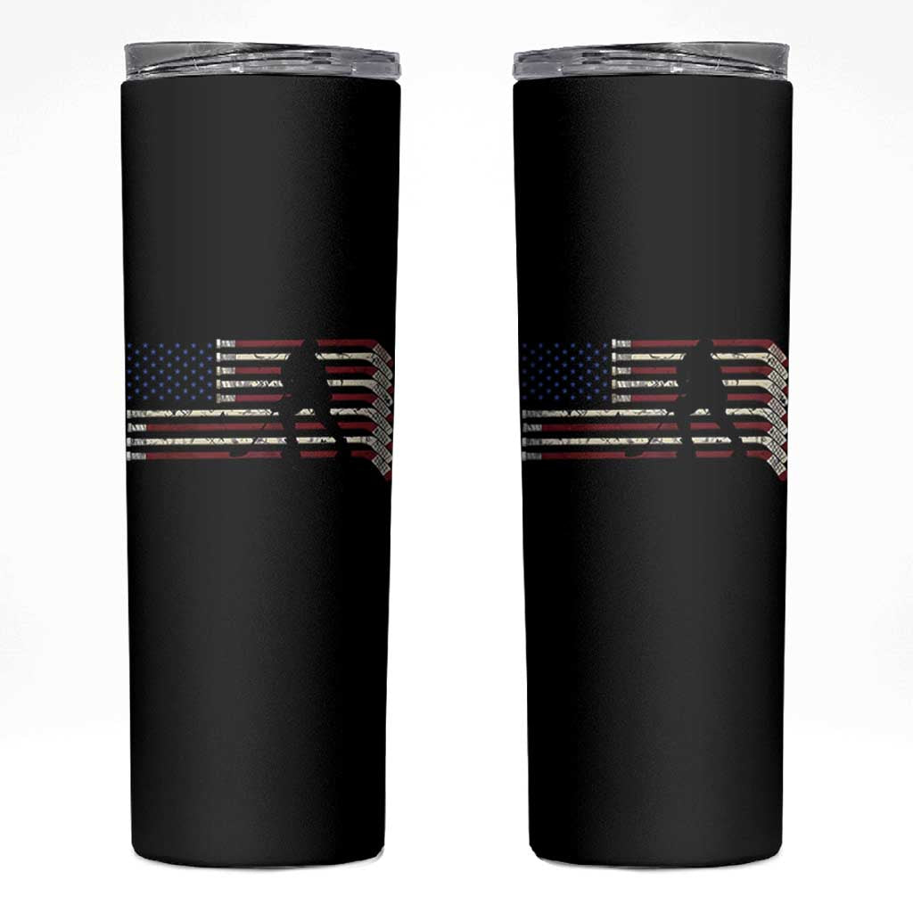 Patriotic Ice Hockey Sticks American Flag Skinny Tumbler