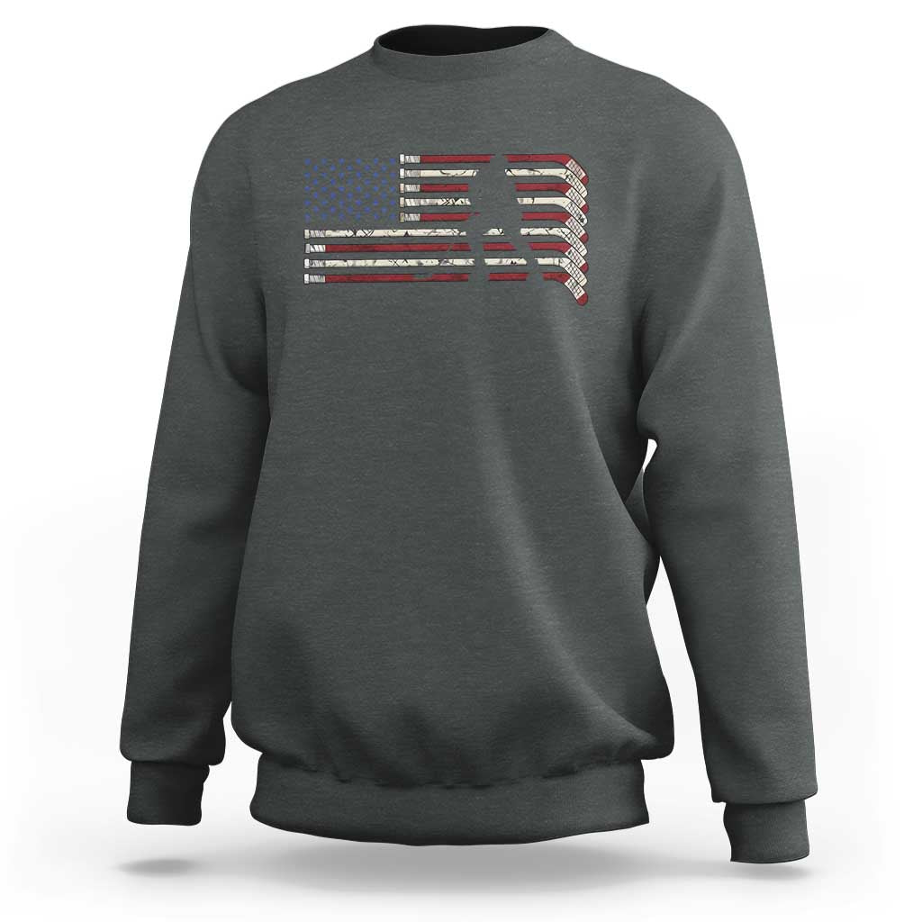 Patriotic Ice Hockey Sticks American Flag Sweatshirt