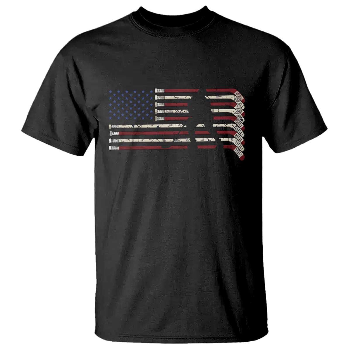 Patriotic Ice Hockey Sticks American Flag T Shirt