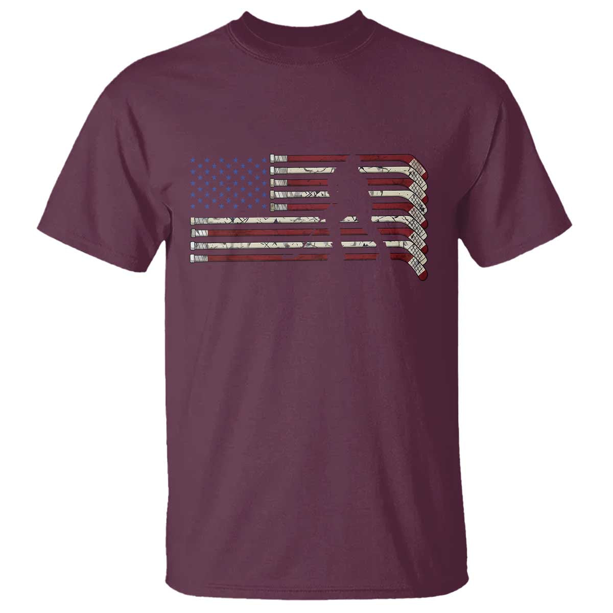 Patriotic Ice Hockey Sticks American Flag T Shirt