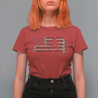 Patriotic Ice Hockey Sticks American Flag T Shirt For Women