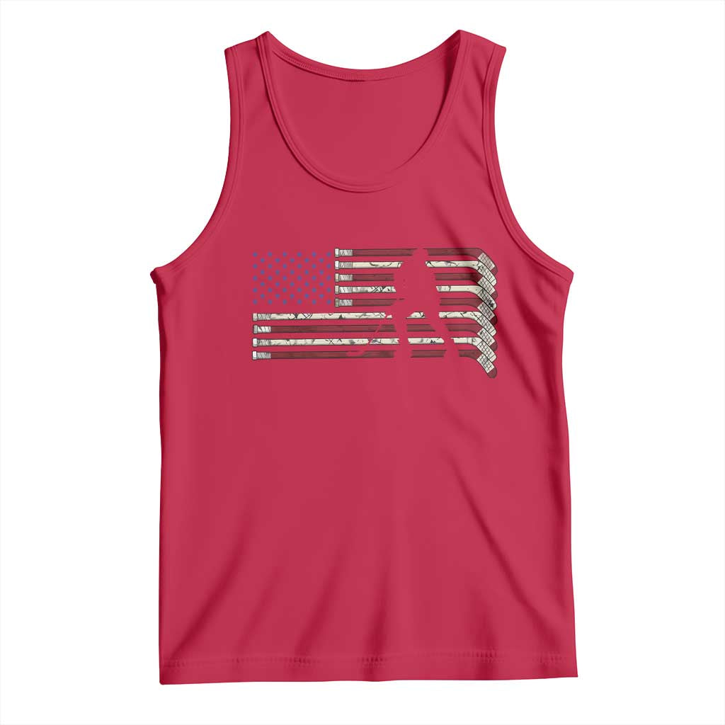 Patriotic Ice Hockey Sticks American Flag Tank Top