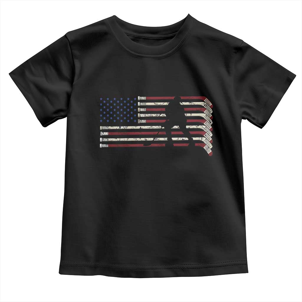 Patriotic Ice Hockey Sticks American Flag Toddler T Shirt