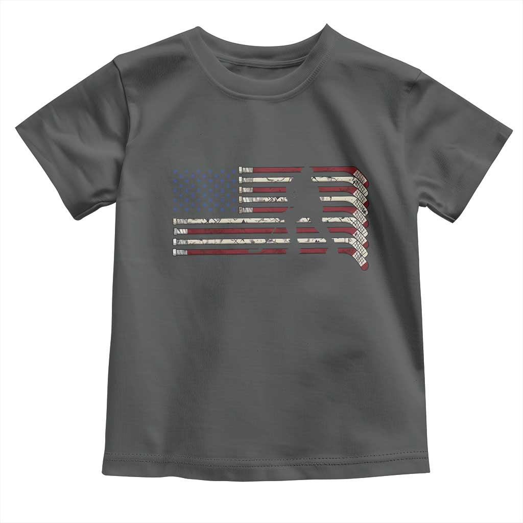 Patriotic Ice Hockey Sticks American Flag Toddler T Shirt