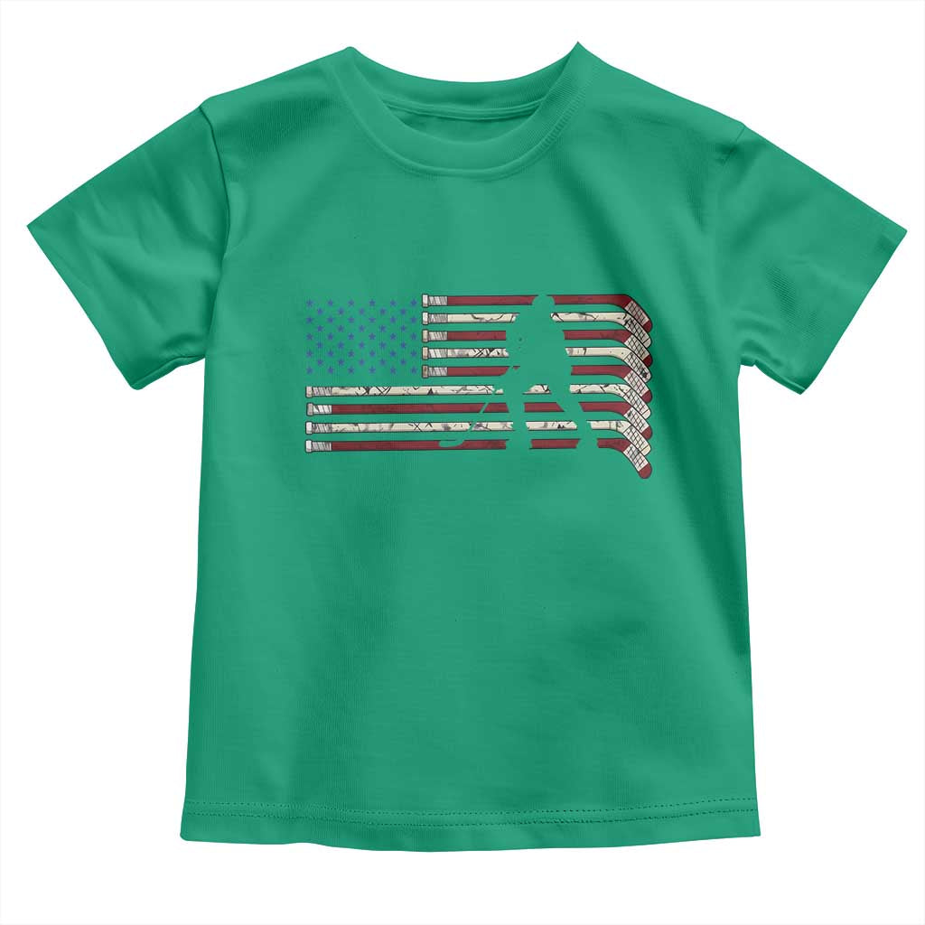 Patriotic Ice Hockey Sticks American Flag Toddler T Shirt