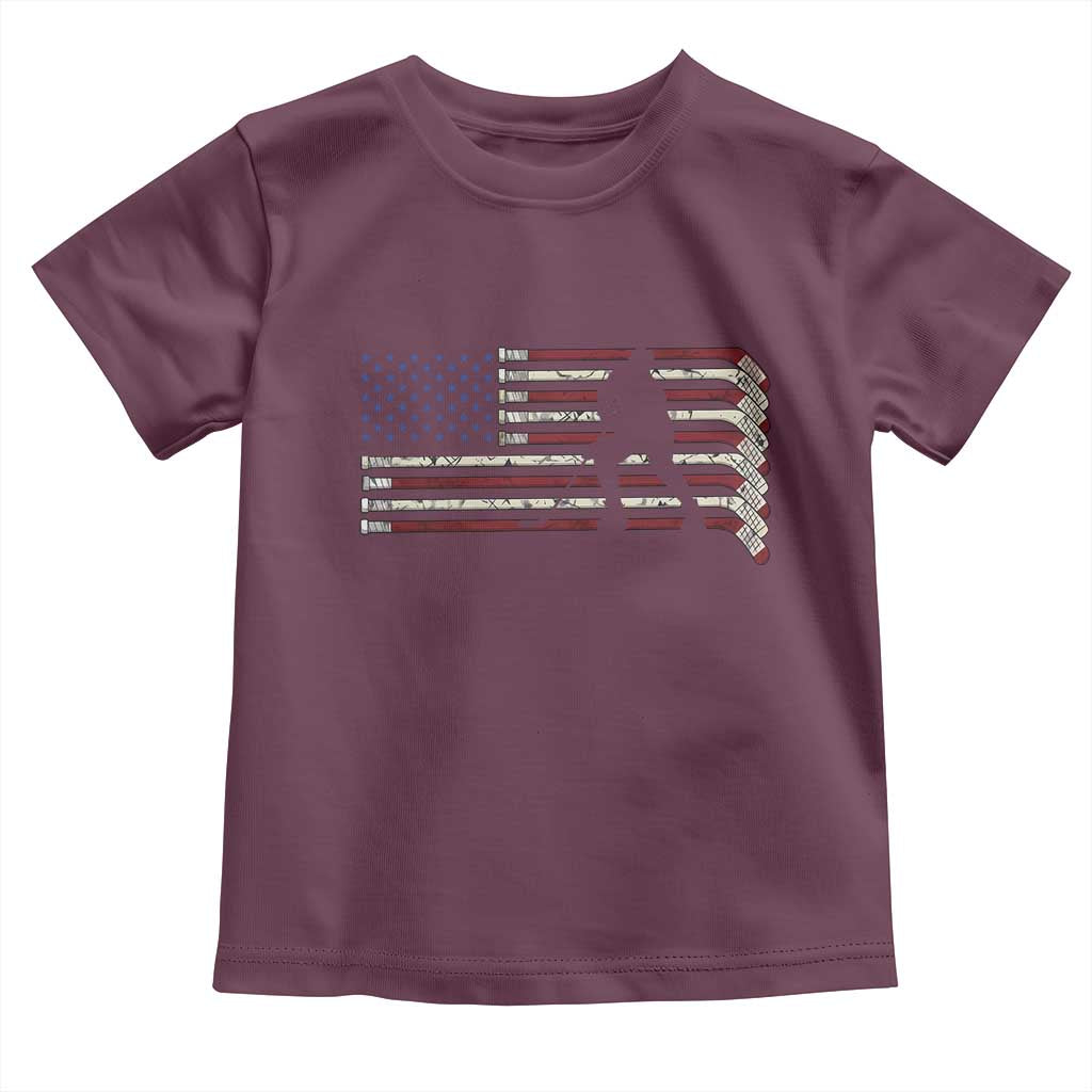 Patriotic Ice Hockey Sticks American Flag Toddler T Shirt