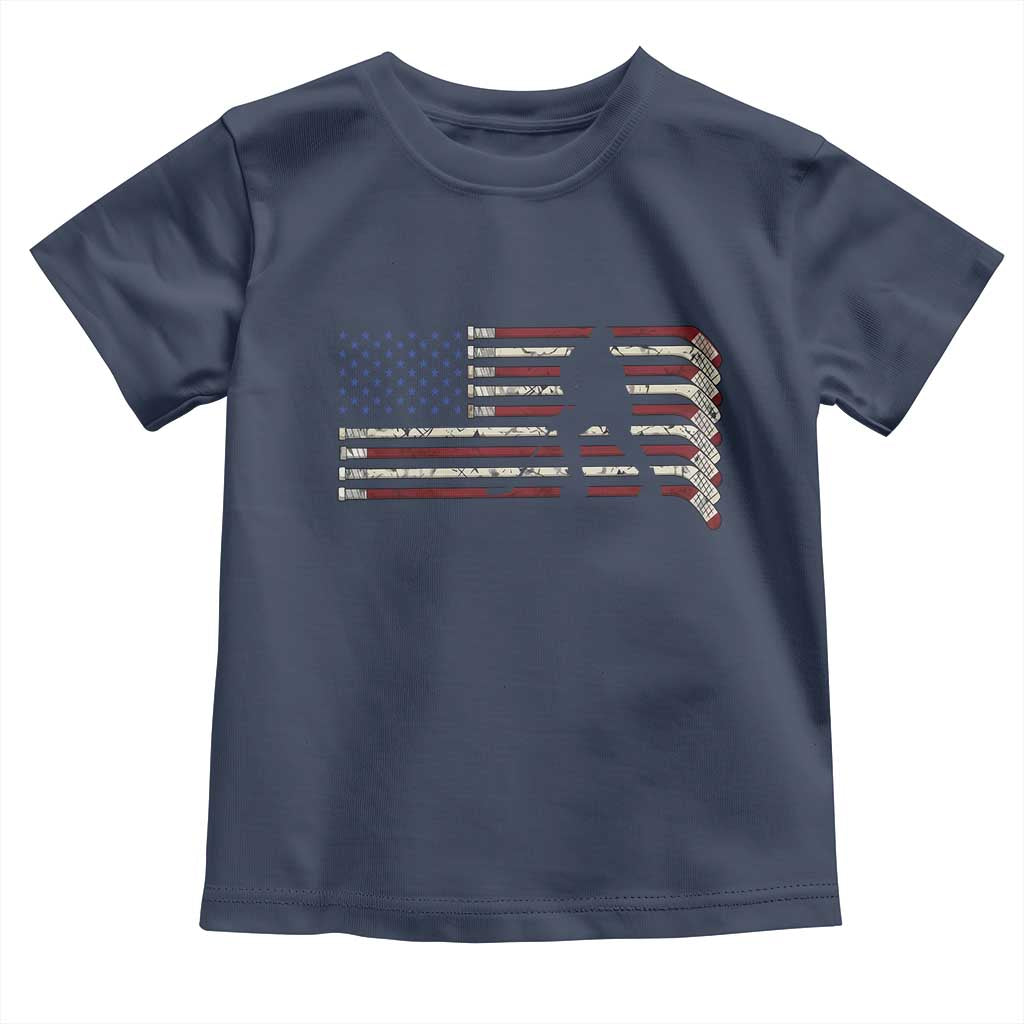Patriotic Ice Hockey Sticks American Flag Toddler T Shirt