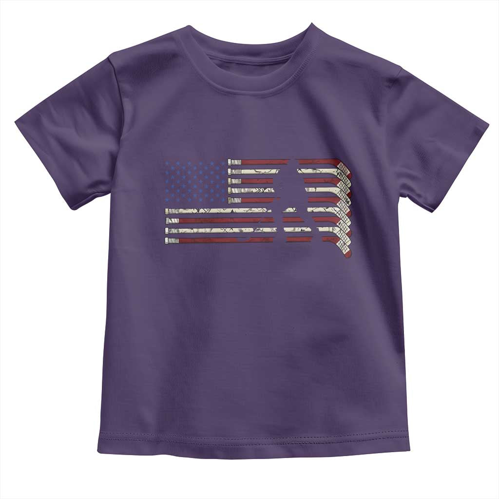 Patriotic Ice Hockey Sticks American Flag Toddler T Shirt