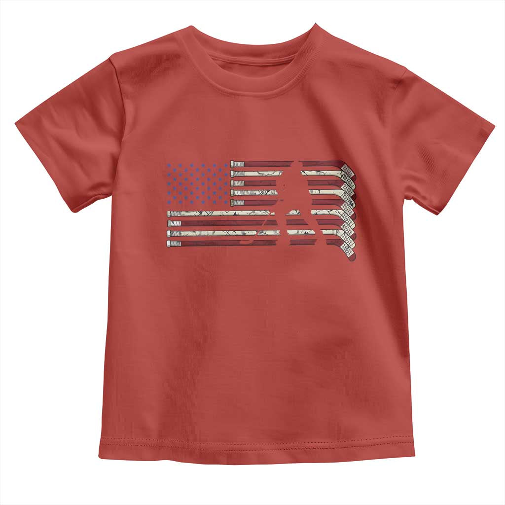 Patriotic Ice Hockey Sticks American Flag Toddler T Shirt