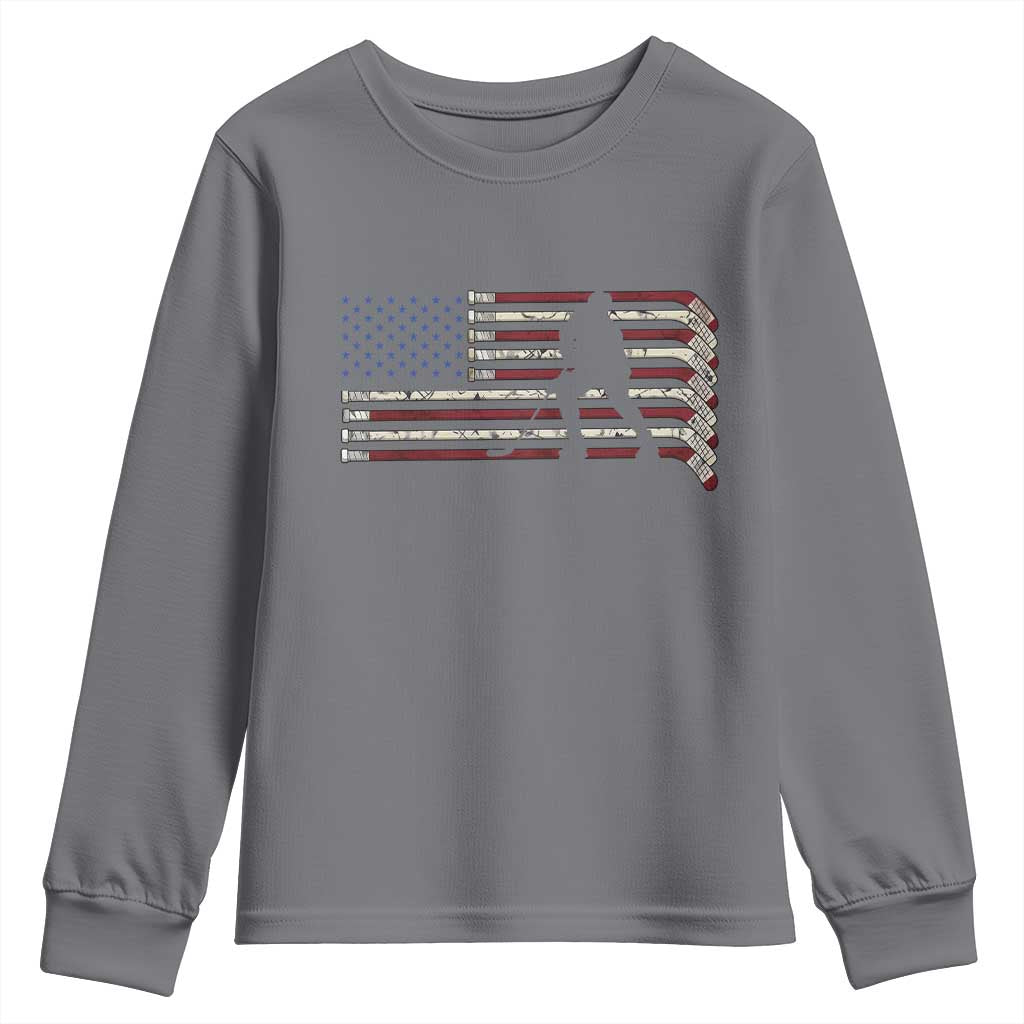 Patriotic Ice Hockey Sticks American Flag Youth Sweatshirt