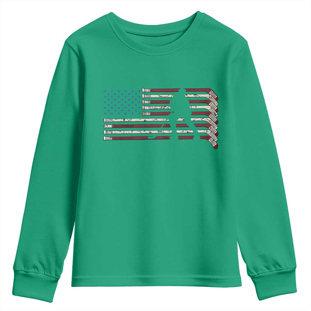 Patriotic Ice Hockey Sticks American Flag Youth Sweatshirt