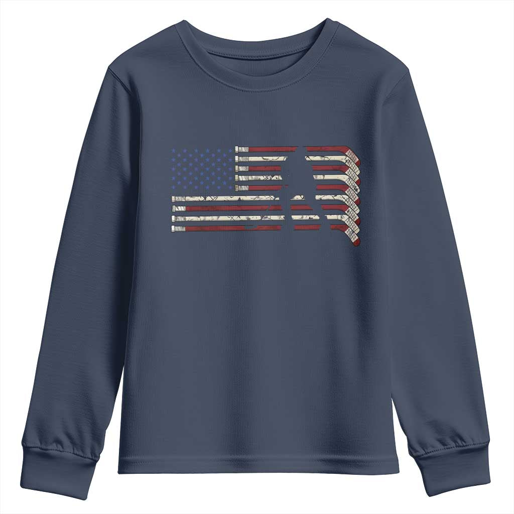 Patriotic Ice Hockey Sticks American Flag Youth Sweatshirt
