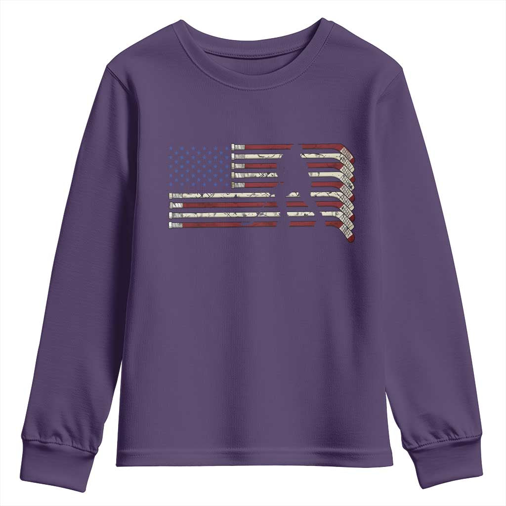 Patriotic Ice Hockey Sticks American Flag Youth Sweatshirt