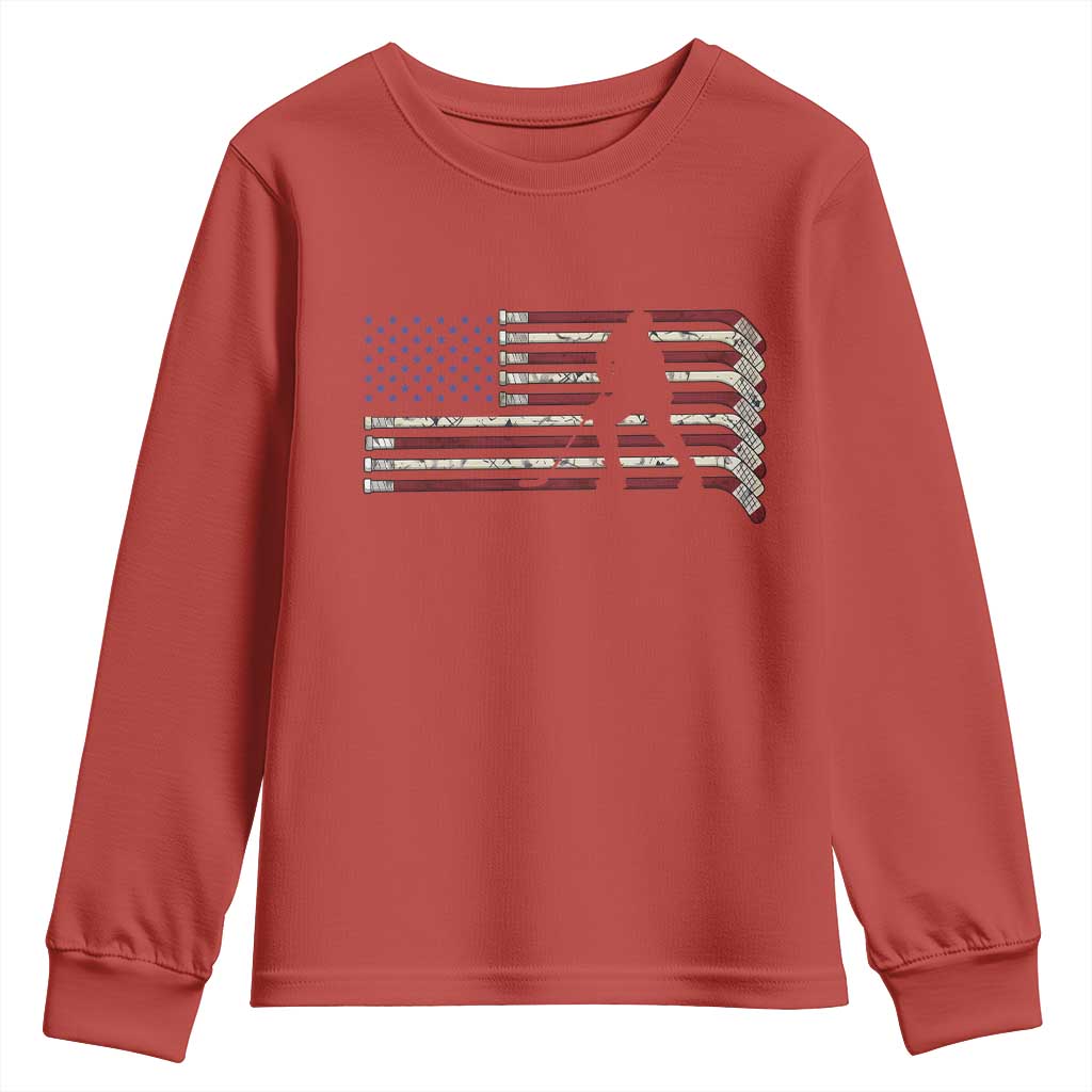 Patriotic Ice Hockey Sticks American Flag Youth Sweatshirt
