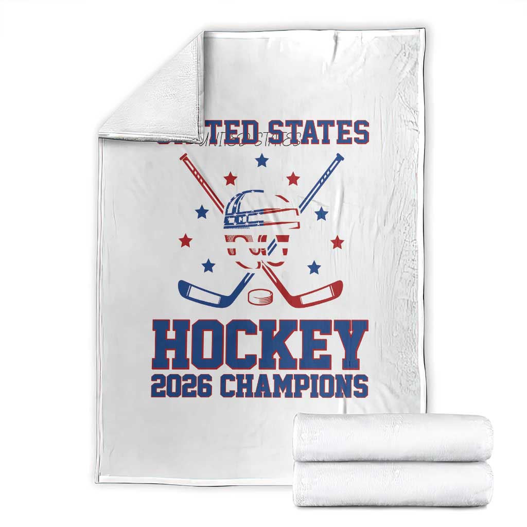 Hockey Champions 2026 Throw Blanket Patriotic Ice Hockey Fan