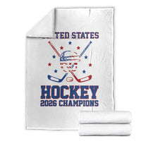 Hockey Champions 2026 Throw Blanket Patriotic Ice Hockey Fan