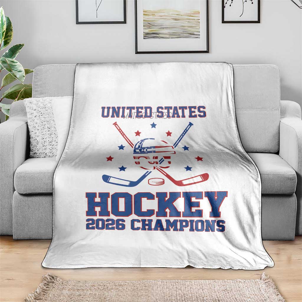 Hockey Champions 2026 Throw Blanket Patriotic Ice Hockey Fan