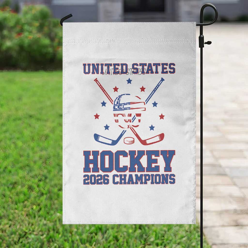 Hockey Champions 2026 Garden Flag Patriotic Ice Hockey Fan