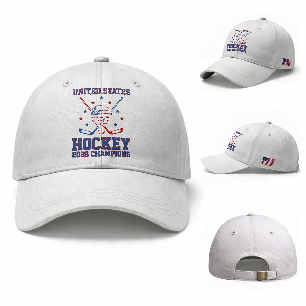 Hockey Champions 2026 Baseball Cap Patriotic Ice Hockey Fan
