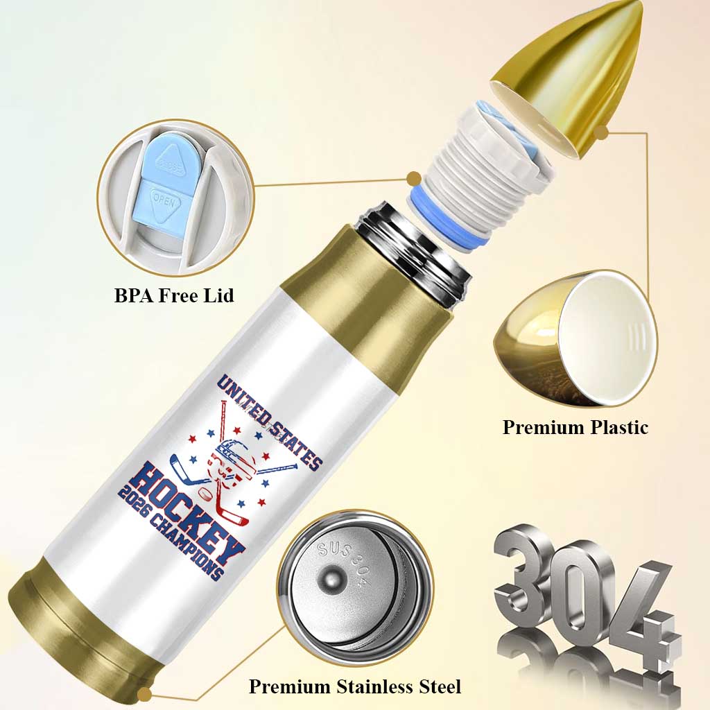 Hockey Champions 2026 Bullet Tumbler Patriotic Ice Hockey Fan