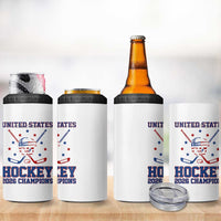 Hockey Champions 2026 4 in 1 Can Cooler Tumbler Patriotic Ice Hockey Fan
