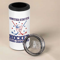 Hockey Champions 2026 4 in 1 Can Cooler Tumbler Patriotic Ice Hockey Fan