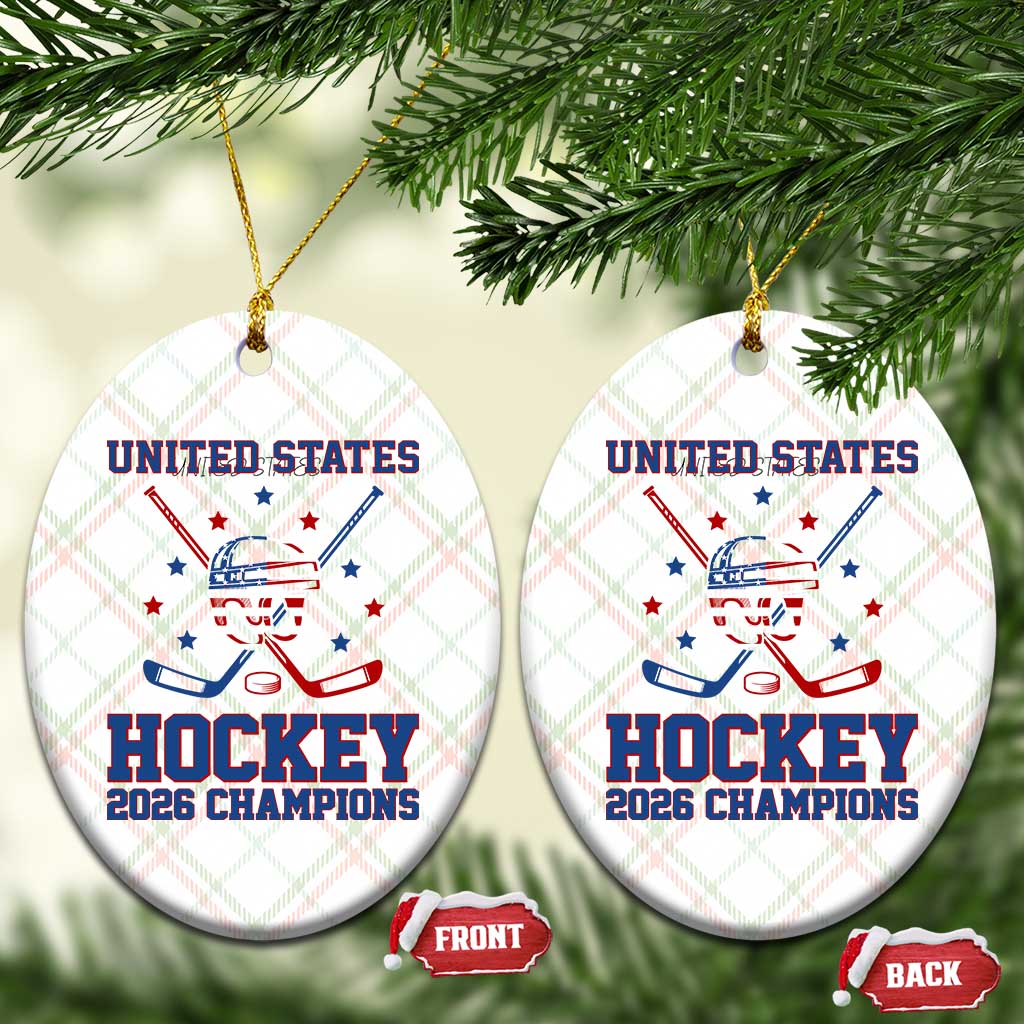 Hockey Champions 2026 Ceramic Ornament Patriotic Ice Hockey Fan