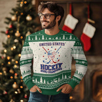 Hockey Champions 2026 Ugly Christmas Sweater Patriotic Ice Hockey Fan