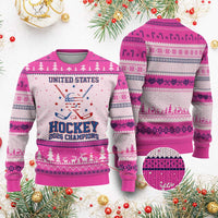 Hockey Champions 2026 Ugly Christmas Sweater Patriotic Ice Hockey Fan