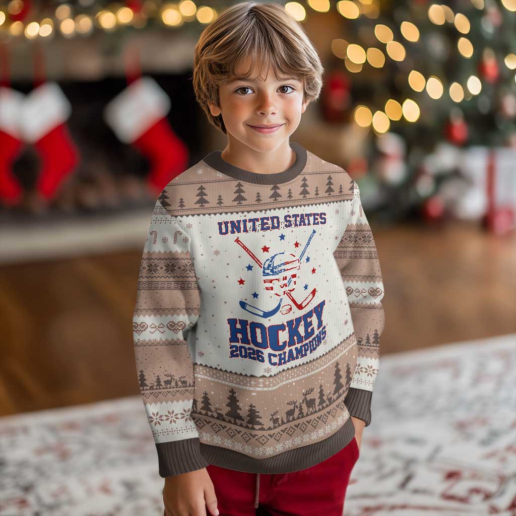 Hockey Champions 2026 Ugly Christmas Sweater Patriotic Ice Hockey Fan