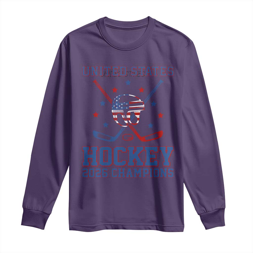 Hockey Champions 2026 Long Sleeve Shirt Patriotic Ice Hockey Fan