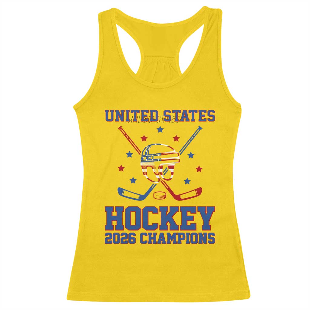 Hockey Champions 2026 Racerback Tank Top Patriotic Ice Hockey Fan