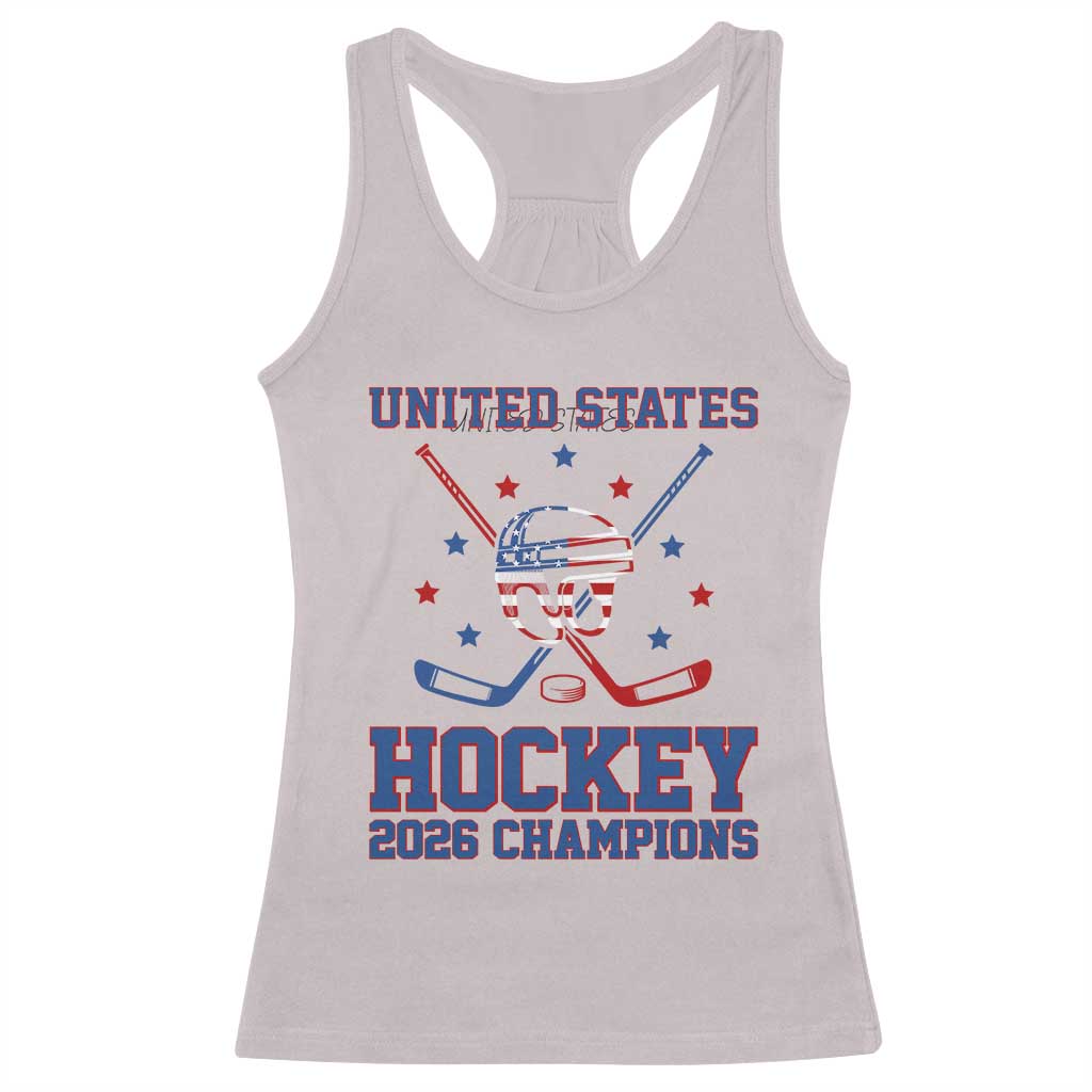 Hockey Champions 2026 Racerback Tank Top Patriotic Ice Hockey Fan