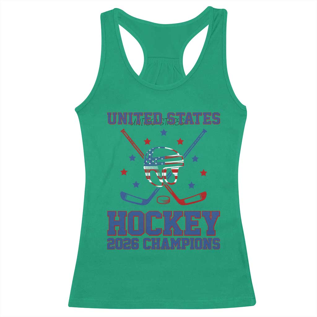 Hockey Champions 2026 Racerback Tank Top Patriotic Ice Hockey Fan