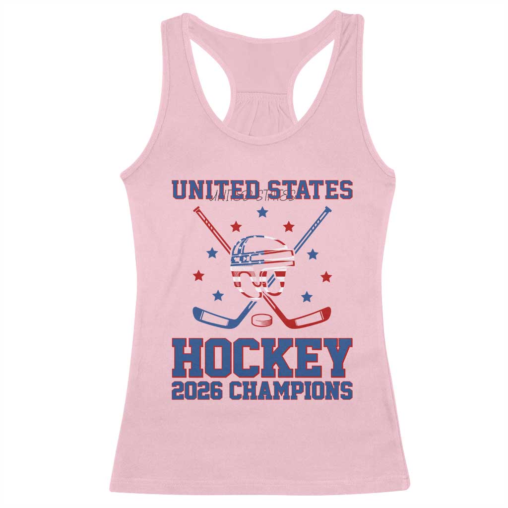 Hockey Champions 2026 Racerback Tank Top Patriotic Ice Hockey Fan