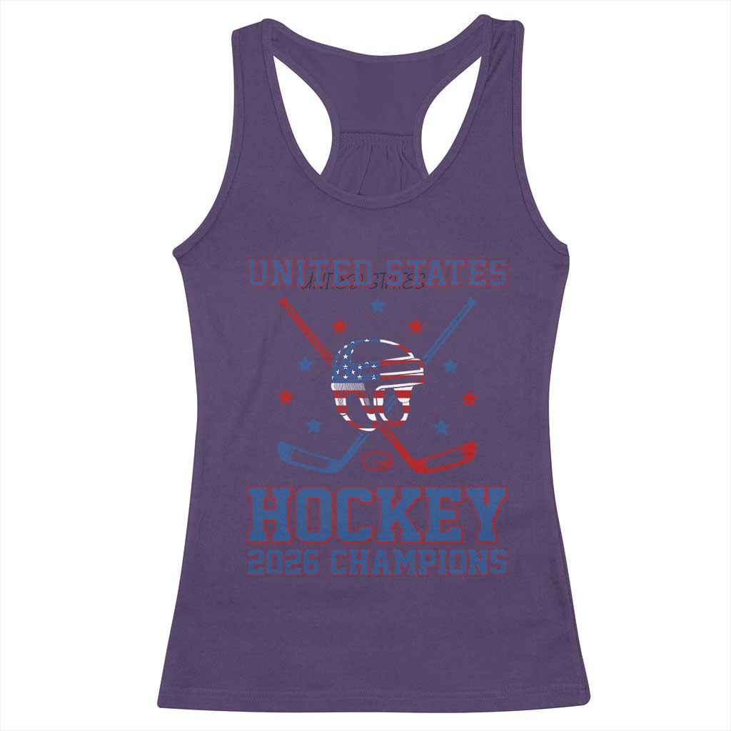 Hockey Champions 2026 Racerback Tank Top Patriotic Ice Hockey Fan