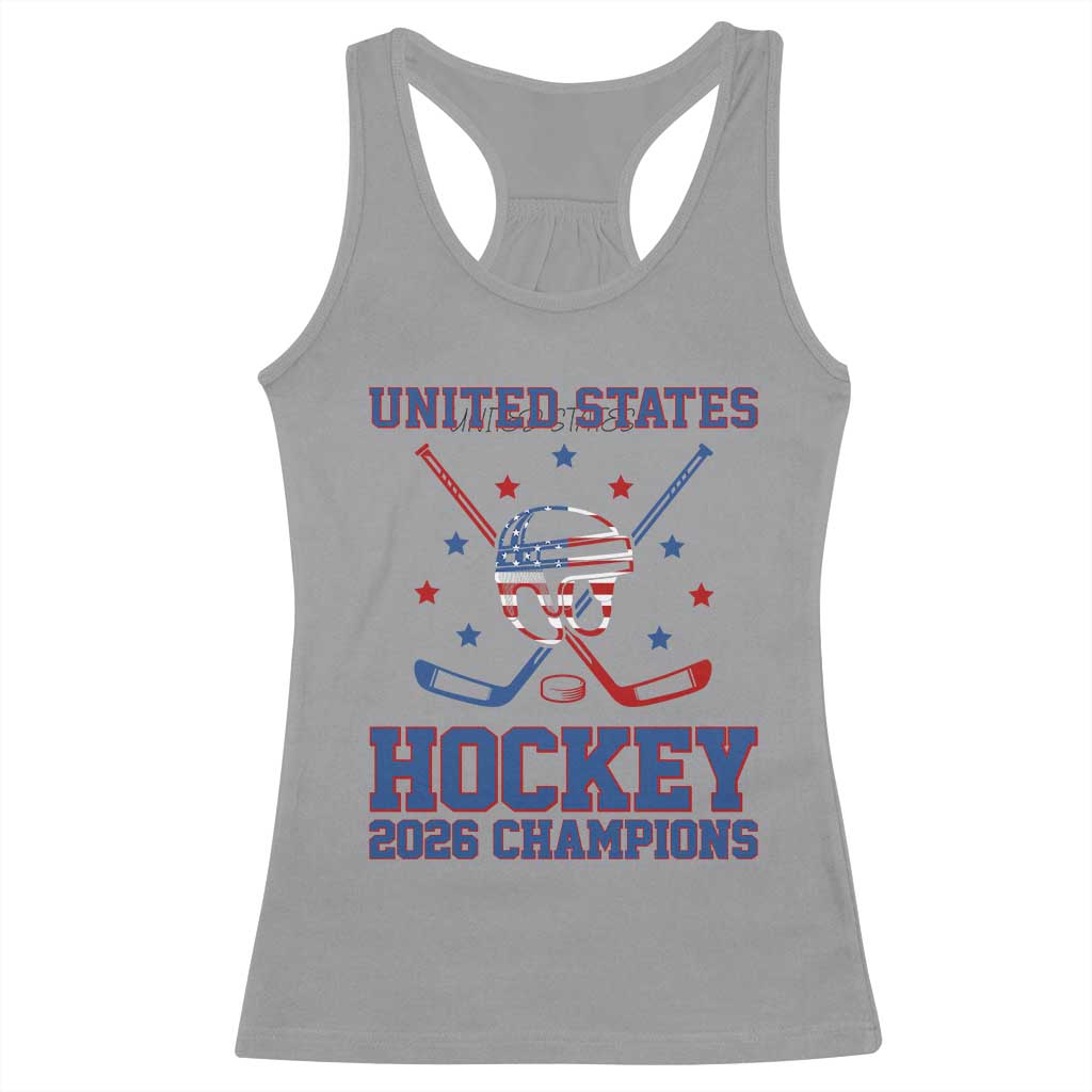 Hockey Champions 2026 Racerback Tank Top Patriotic Ice Hockey Fan