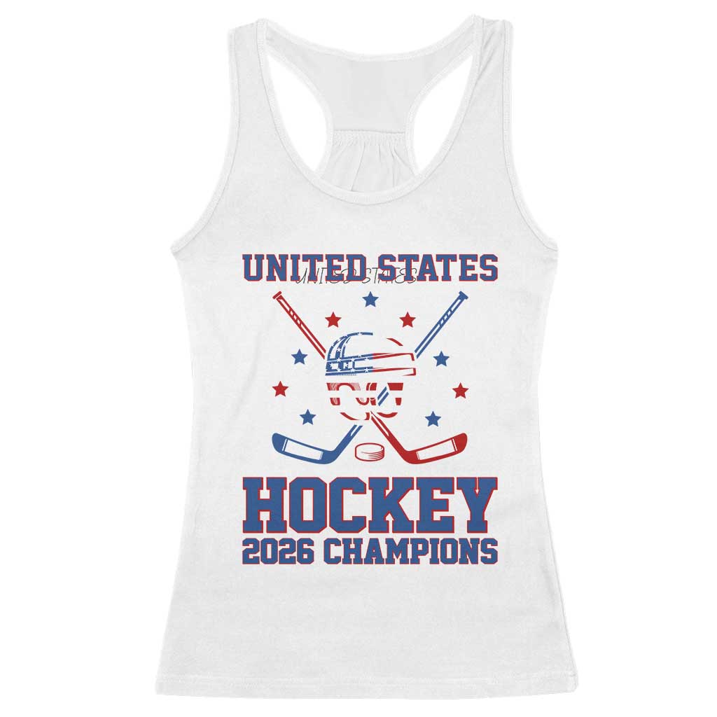 Hockey Champions 2026 Racerback Tank Top Patriotic Ice Hockey Fan