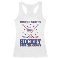 Hockey Champions 2026 Racerback Tank Top Patriotic Ice Hockey Fan