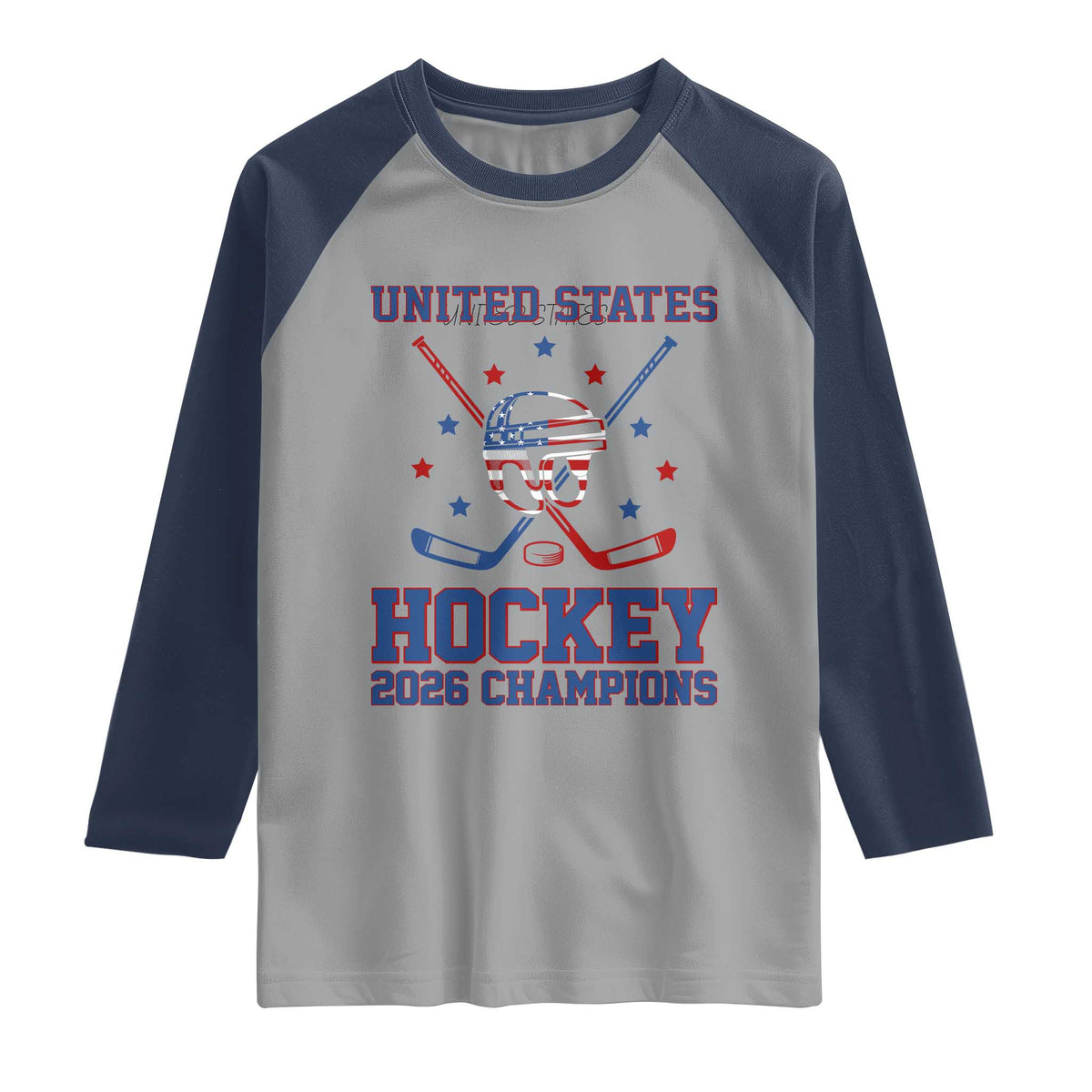 Hockey Champions 2026 Raglan Shirt Patriotic Ice Hockey Fan