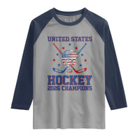 Hockey Champions 2026 Raglan Shirt Patriotic Ice Hockey Fan