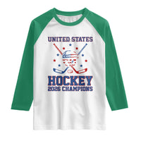 Hockey Champions 2026 Raglan Shirt Patriotic Ice Hockey Fan