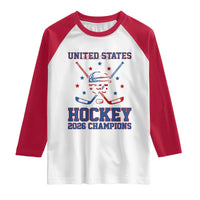 Hockey Champions 2026 Raglan Shirt Patriotic Ice Hockey Fan