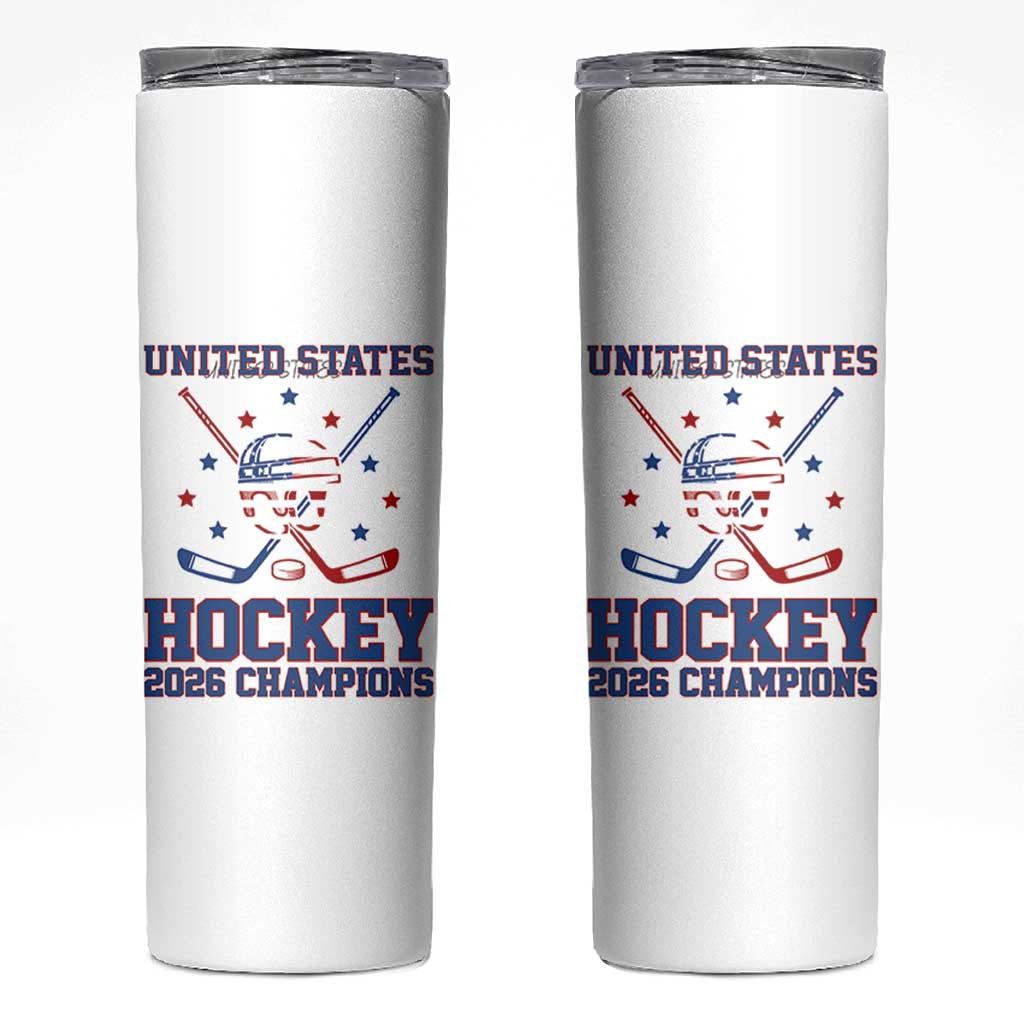 Hockey Champions 2026 Skinny Tumbler Patriotic Ice Hockey Fan